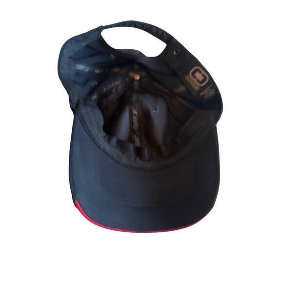 Ogio Black Baseball Cap With Red Trim Adjustable Strap 100% Polyester - Picture 4 of 5